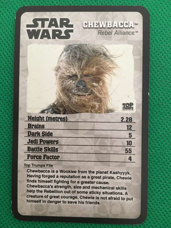 TOPP TRUMPS STAR WARS EPISODE IV-VI - TRADING CARD - CHEWBACCA