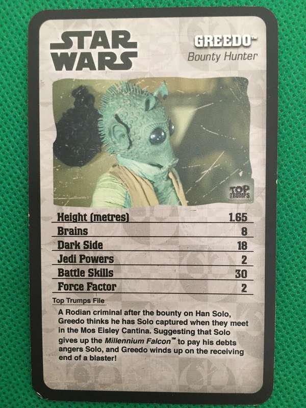 TOPP TRUMPS - EPISODE IV - VI - STAR WARS -  GREEDO