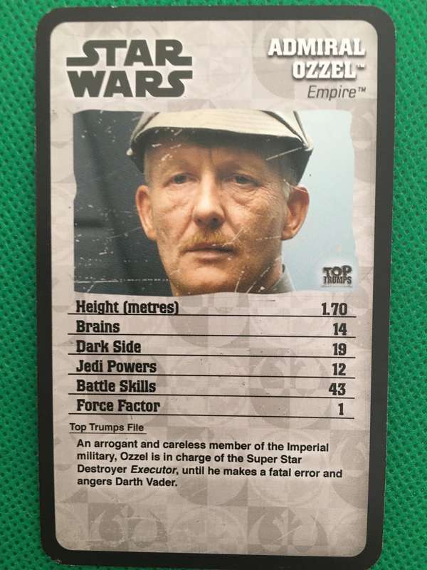 TOPP TRUMPS - EPISODE IV - VI - STAR WARS - ADMIRAL OZZEL