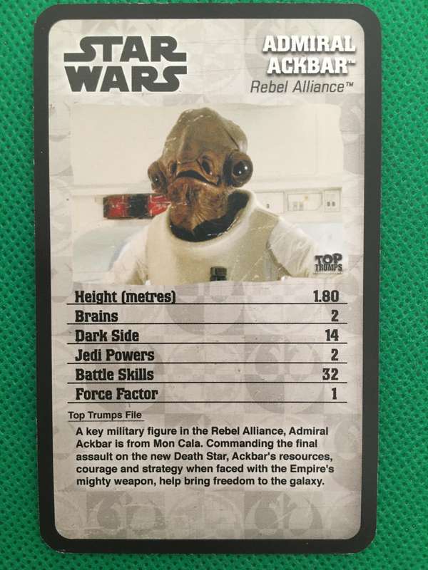 TOPP TRUMPS - EPISODE IV - VI - STAR WARS - ADMIRAL ACKBAR