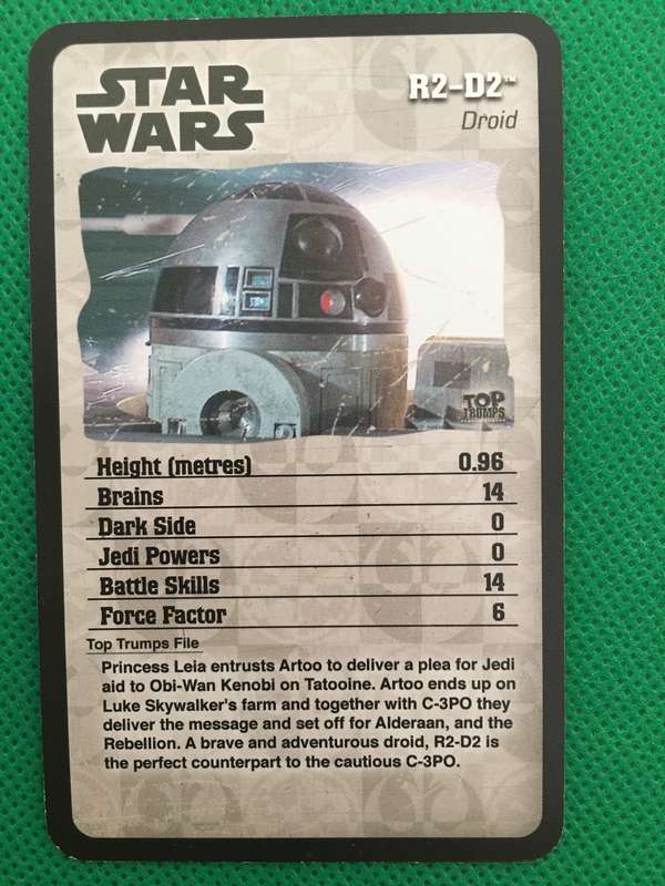 TOP TRUMPS STAR WARS EPISODE IV - VI - TRADING CARD -  R2 - D2