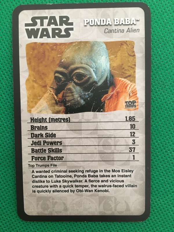 TOP TRUMPS STAR WARS EPISODE IV - VI - TRADING CARD - PONDA BABA