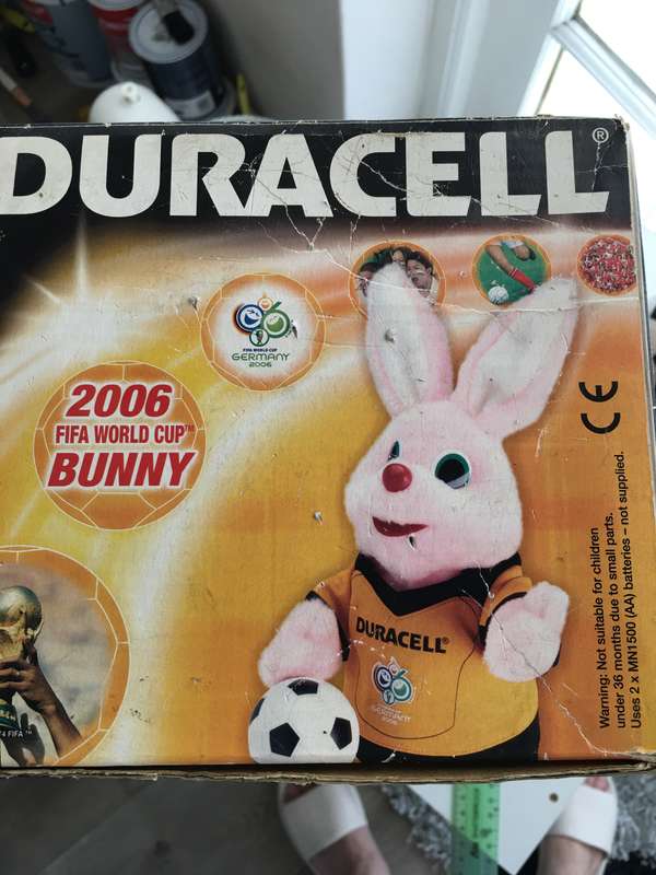 DURACELL BUNNY 2006 FIFA WORLD CUP BUNNY IN BOX - NEVER BEEN TESTED SOLD AS IS