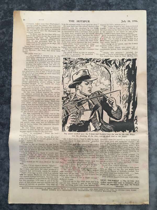 VINTAGE TO ANTIQUE - COMIC/ MAGAZINE - THE HOTSPUR - 1956