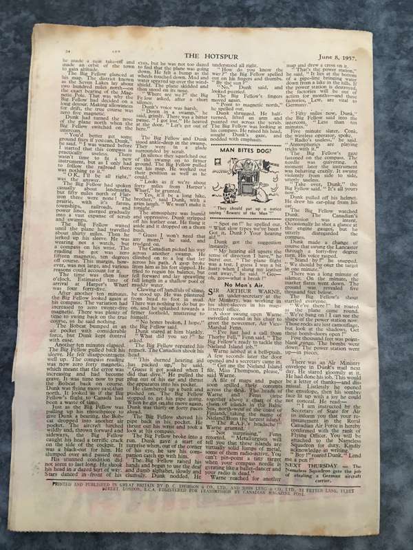 VINTAGE TO ANTIQUE - COMIC/ MAGAZINE - THE HOTSPUR - 1957