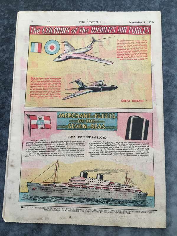 VINTAGE TO ANTIQUE - COMIC/ MAGAZINE - THE HOTSPUR - 1956