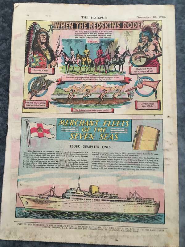 VINTAGE TO ANTIQUE - COMIC/ MAGAZINE - THE HOTSPUR - 1956