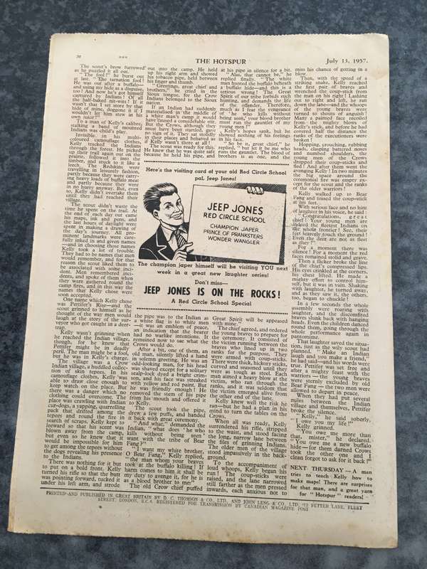 VINTAGE TO ANTIQUE - COMIC/ MAGAZINE - THE HOTSPUR - 1957