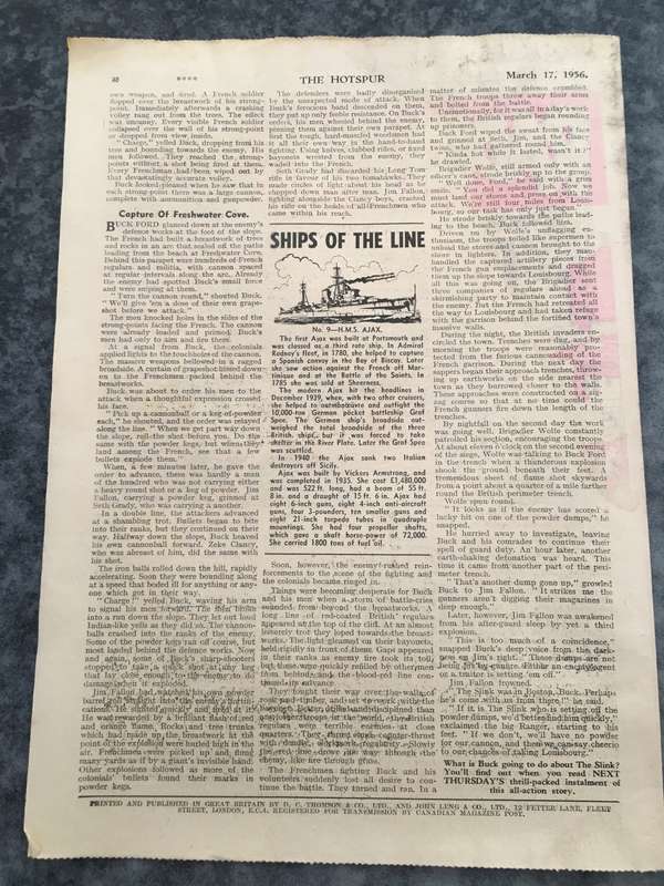 VINTAGE TO ANTIQUE - COMIC/ MAGAZINE - THE HOTSPUR - 1956