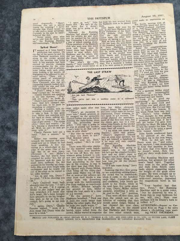 VINTAGE TO ANTIQUE - COMIC/ MAGAZINE - THE HOTSPUR - 1957