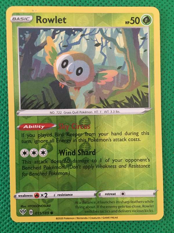 POKEMON TRADING CARD - ROWLET / FOIL CARD / SHINY
