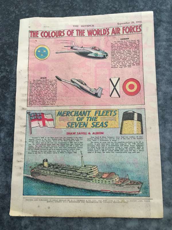 VINTAGE TO ANTIQUE - COMIC/ MAGAZINE - THE HOTSPUR - 1956