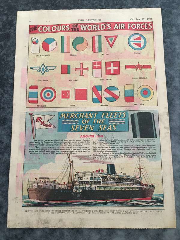 VINTAGE TO ANTIQUE - COMIC/ MAGAZINE - THE HOTSPUR - 1956