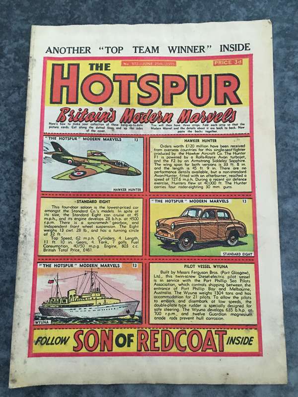 VINTAGE TO ANTIQUE - COMIC/ MAGAZINE - THE HOTSPUR - 1955