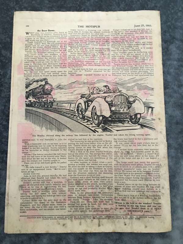 VINTAGE TO ANTIQUE - COMIC/ MAGAZINE - THE HOTSPUR - 1955