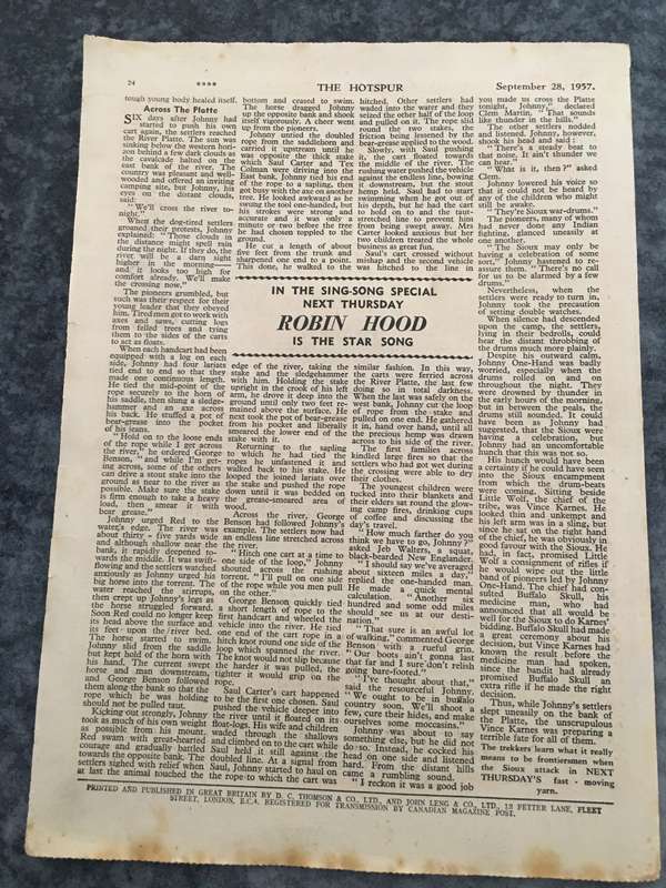 VINTAGE TO ANTIQUE - COMIC/ MAGAZINE - THE HOTSPUR - 1957
