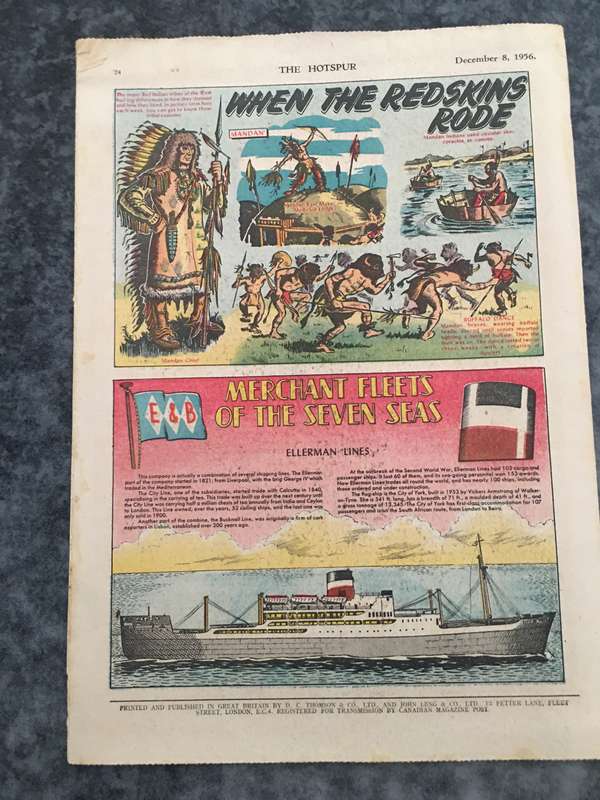 VINTAGE TO ANTIQUE - COMIC/ MAGAZINE - THE HOTSPUR - 1956