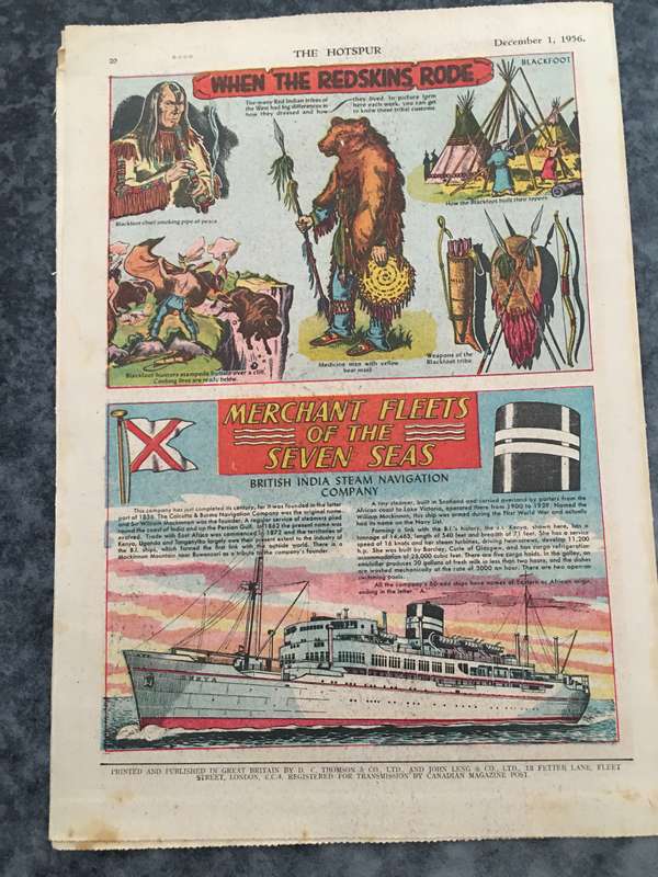 VINTAGE TO ANTIQUE - COMIC/ MAGAZINE - THE HOTSPUR - 1956