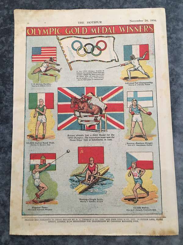 VINTAGE TO ANTIQUE - COMIC/ MAGAZINE - THE HOTSPUR - 1956