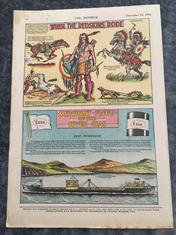 VINTAGE TO ANTIQUE - COMIC/ MAGAZINE - THE HOTSPUR - 1956