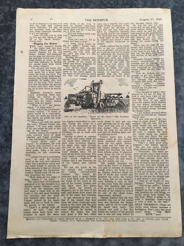 VINTAGE TO ANTIQUE - COMIC/ MAGAZINE - THE HOTSPUR - 1957