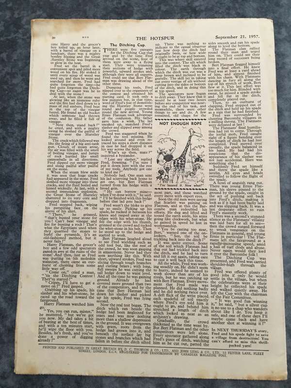 VINTAGE TO ANTIQUE - COMIC/ MAGAZINE - THE HOTSPUR - 1957