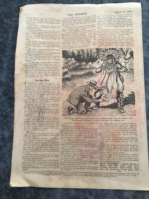 VINTAGE TO ANTIQUE - COMIC/ MAGAZINE - THE HOTSPUR - 1956