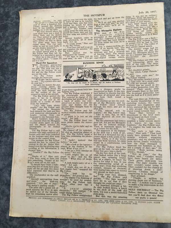 VINTAGE TO ANTIQUE - COMIC/ MAGAZINE - THE HOTSPUR - 1957