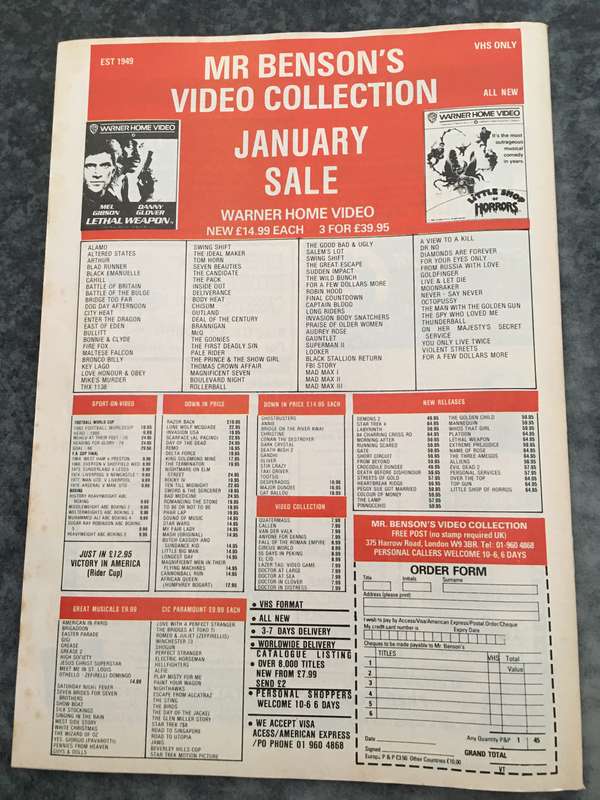 VINTAGE FILMS TV VIDEO PHOTOPLAY MAGAZINE - JANUARY 1988