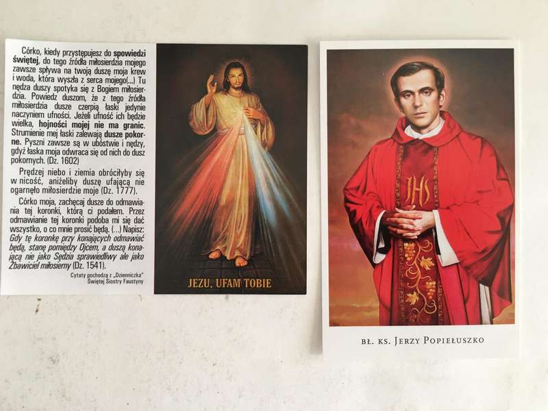 PRINTED AUTOGRAPH OF HIS HOLINESS - CARDINAL JERZY POPIELUSZKO AND PRAYER