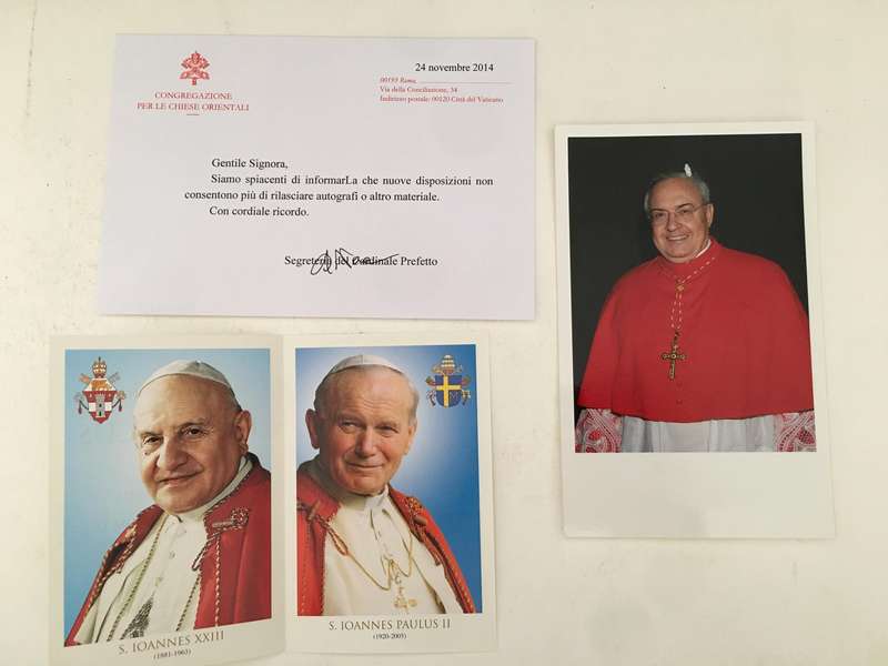 PHOTOGRAPH OF CARDINAL SERGIO PIGNEDOLI - AND PAMPHLETS OF PREVIOUS POPES