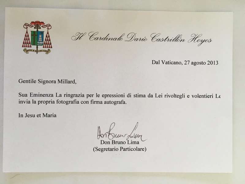 AUTOGRAPHED / SIGNED - CARDINAL - DARIO CASTRILLION HOYOS AND VATICAN CARD
