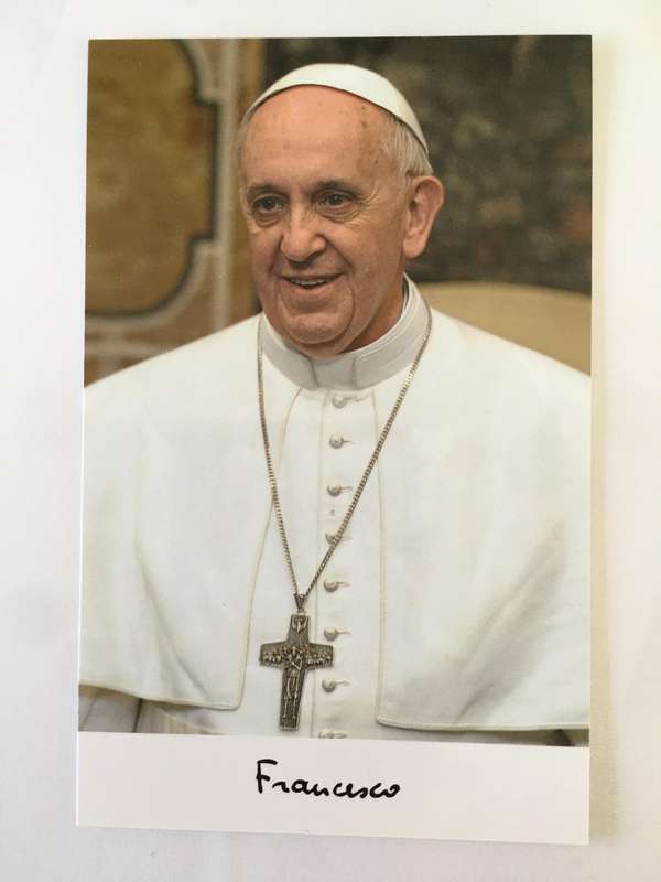 POPE FRANCIS  PRINTED AUTOGRAPH WITH LETTER