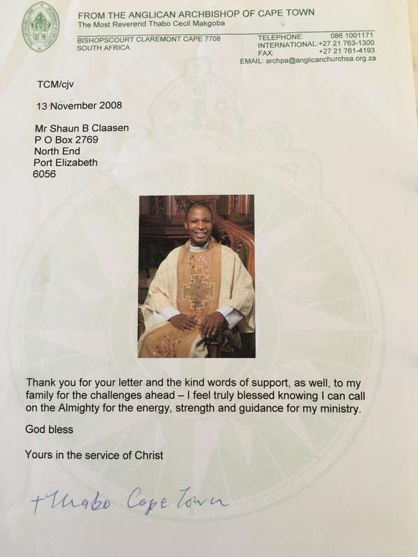 AUTOGRAPHED / SIGNED - ANGLICAN ARCHBISHOP OF CAPE TOWN THE MOST REVEREND THABO CECIL MAKGOBA