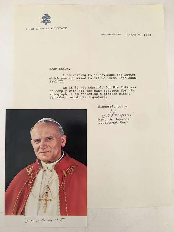 PRINTED AUTOGRAPH POPE JOHN PAUL II