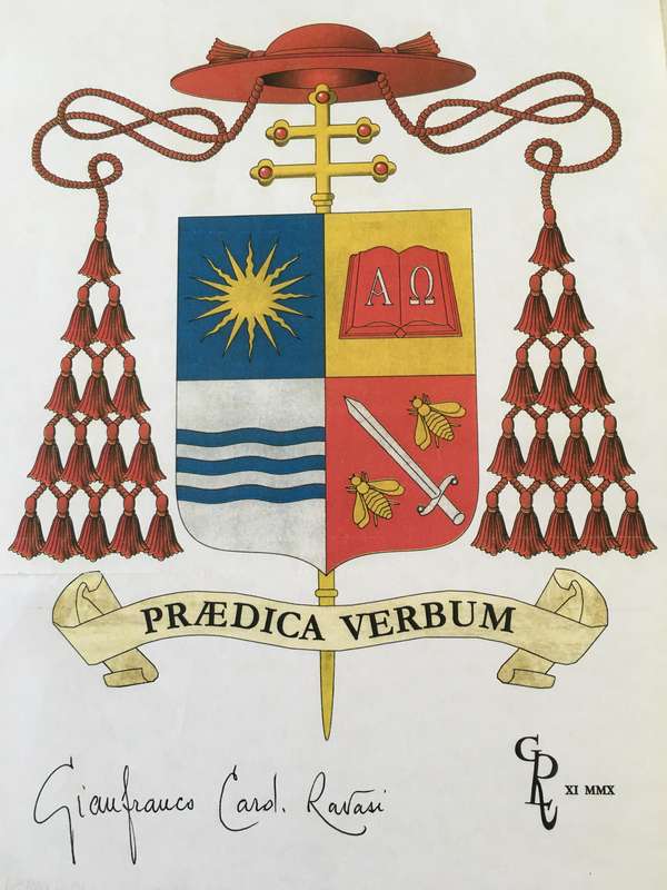 AUTOGRAPHED SIGNED  - GIANFRANCO RAVASI  CARDINAL