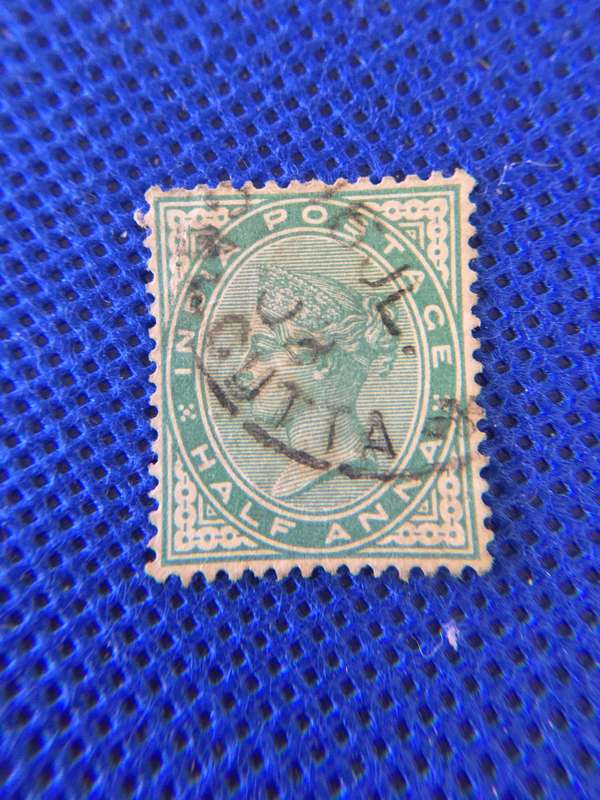 INDIA QUEEN VICTORIA HALF ANNA USED STAMP