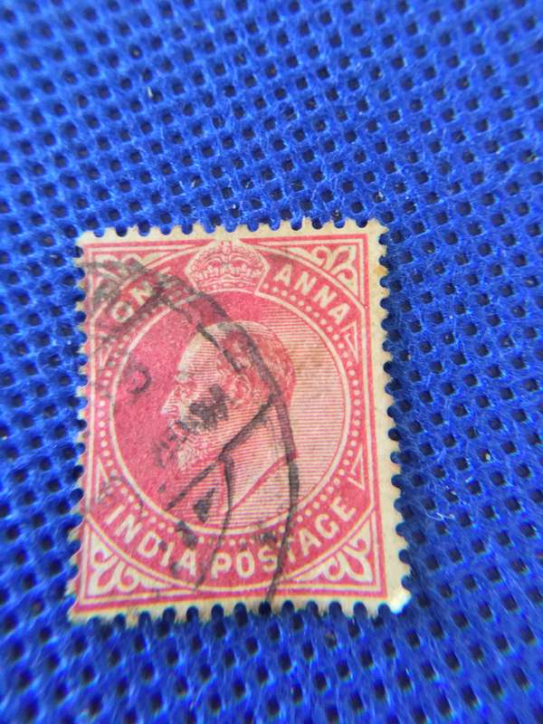 INDIA ONE ANNA KING EDWARD USED STAMP