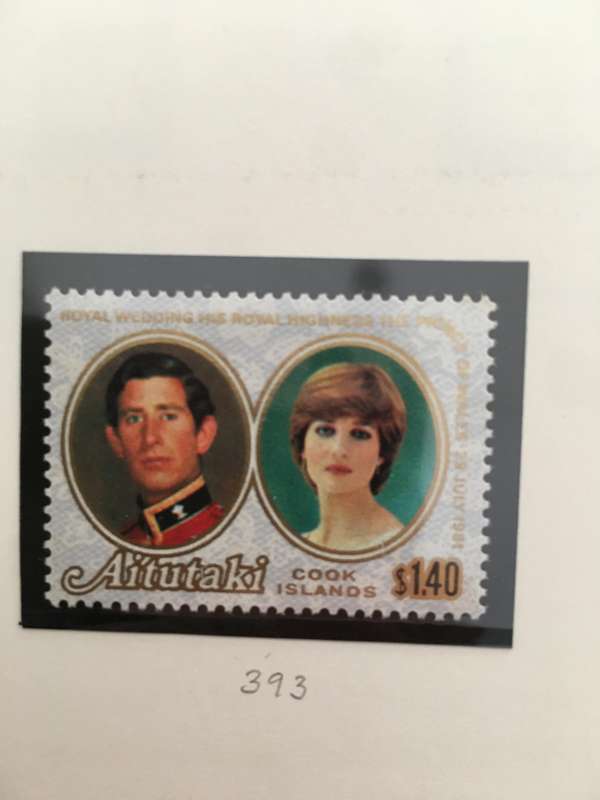 AITUTAKI PAGE FROM  THE ROYAL WEDDING H.R.H. PRINCE CHARLES & LADY DIANA SPENCER - MINT STAMPS