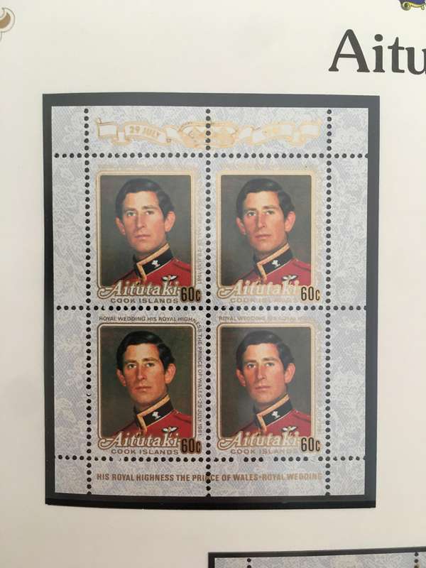 AITUTAKI PAGE FROM  THE ROYAL WEDDING H.R.H. PRINCE CHARLES & LADY DIANA SPENCER - MINT STAMPS