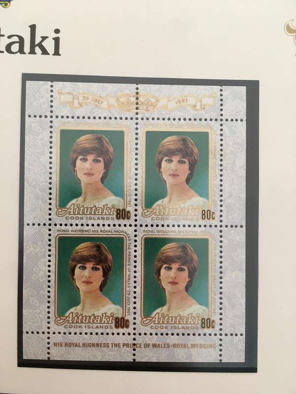 AITUTAKI PAGE FROM  THE ROYAL WEDDING H.R.H. PRINCE CHARLES & LADY DIANA SPENCER - MINT STAMPS