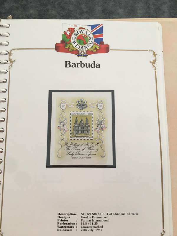BARBUDA - ROYAL WEDDING OF H.H. PRINCE CHARLES & LADY DIANA - 1981  - SOUVENIR SHEET MINT STAMP