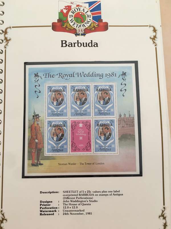 BARBUDA - ROYAL WEDDING OF H.H. PRINCE CHARLES & LADY DIANA - 1981  - 5 MINT STAMPS