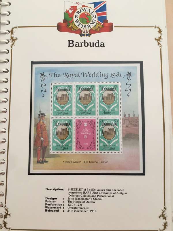 BARBUDA - ROYAL WEDDING OF H.H. PRINCE CHARLES & LADY DIANA - 1981  - 5 MINT STAMPS