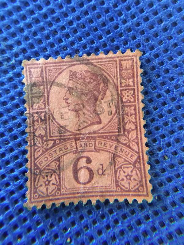GREAT BRITAIN 6D USED POSTAGE STAMP QUEEN VICTORIA