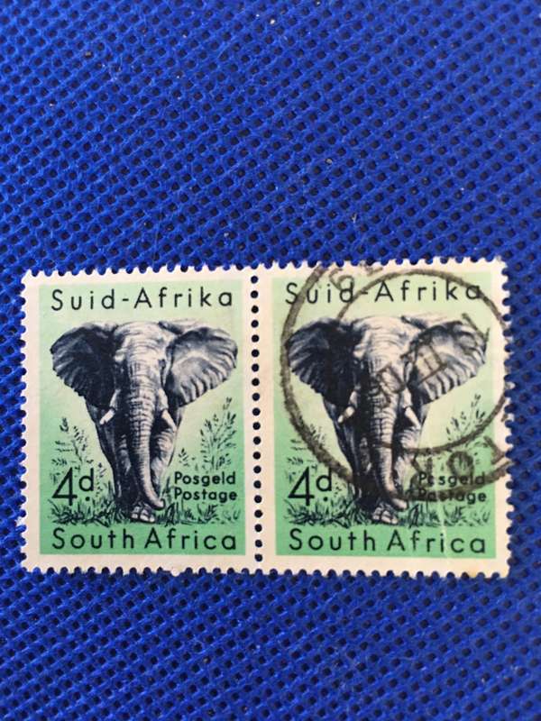 SOUTH AFRICA  USED 4D ELEPHANT STAMP PAIR
