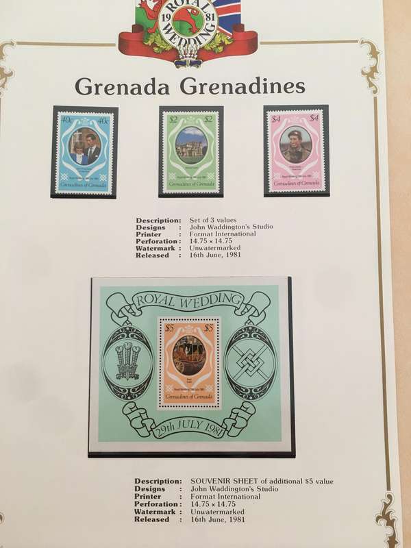 GRENADA GRENADINES - THE ROYAL WEDDING OF PRINCE CHARLES AND LADY DIANA 1981 - MINT STAMPS
