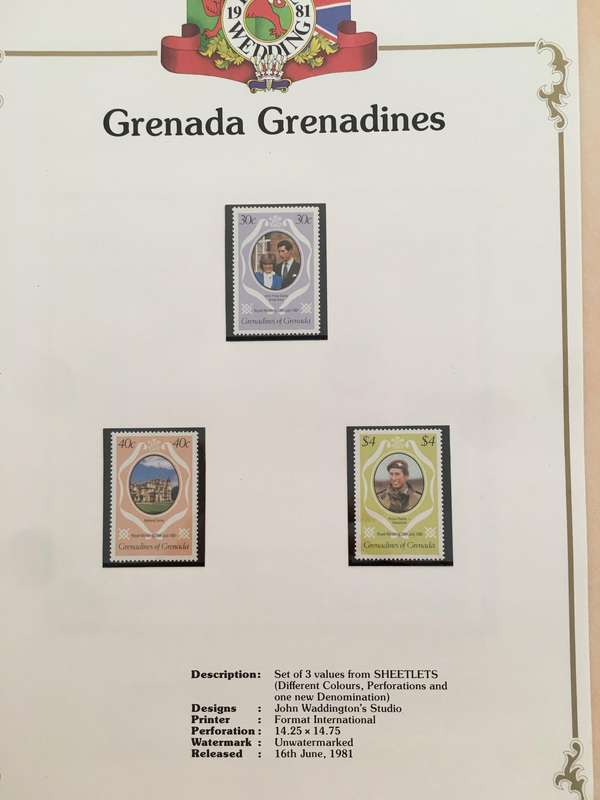 GRENADA GRENADINES - THE ROYAL WEDDING OF PRINCE CHARLES AND LADY DIANA 1981 - MINT STAMPS
