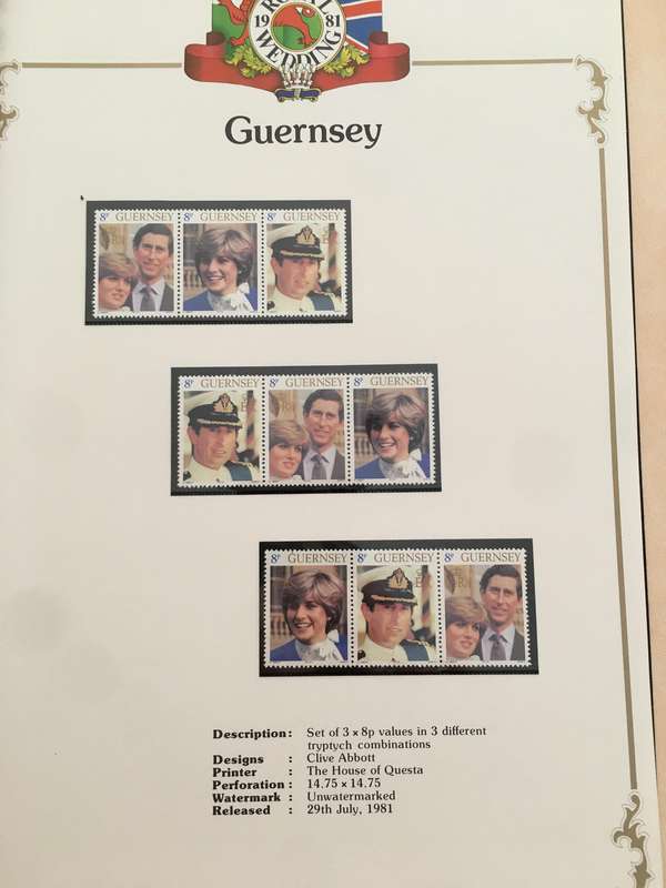 GUERNSEY - ROYALY WEDDING OF PRINCE  CHARLES AND LADY DIANA - 1981 MINT STAMPS