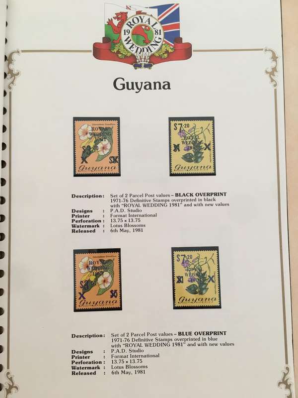 GUYANA SET OF 2 PARCEL POST  ROYAL WEDDING  BLACK OVER PRINTS